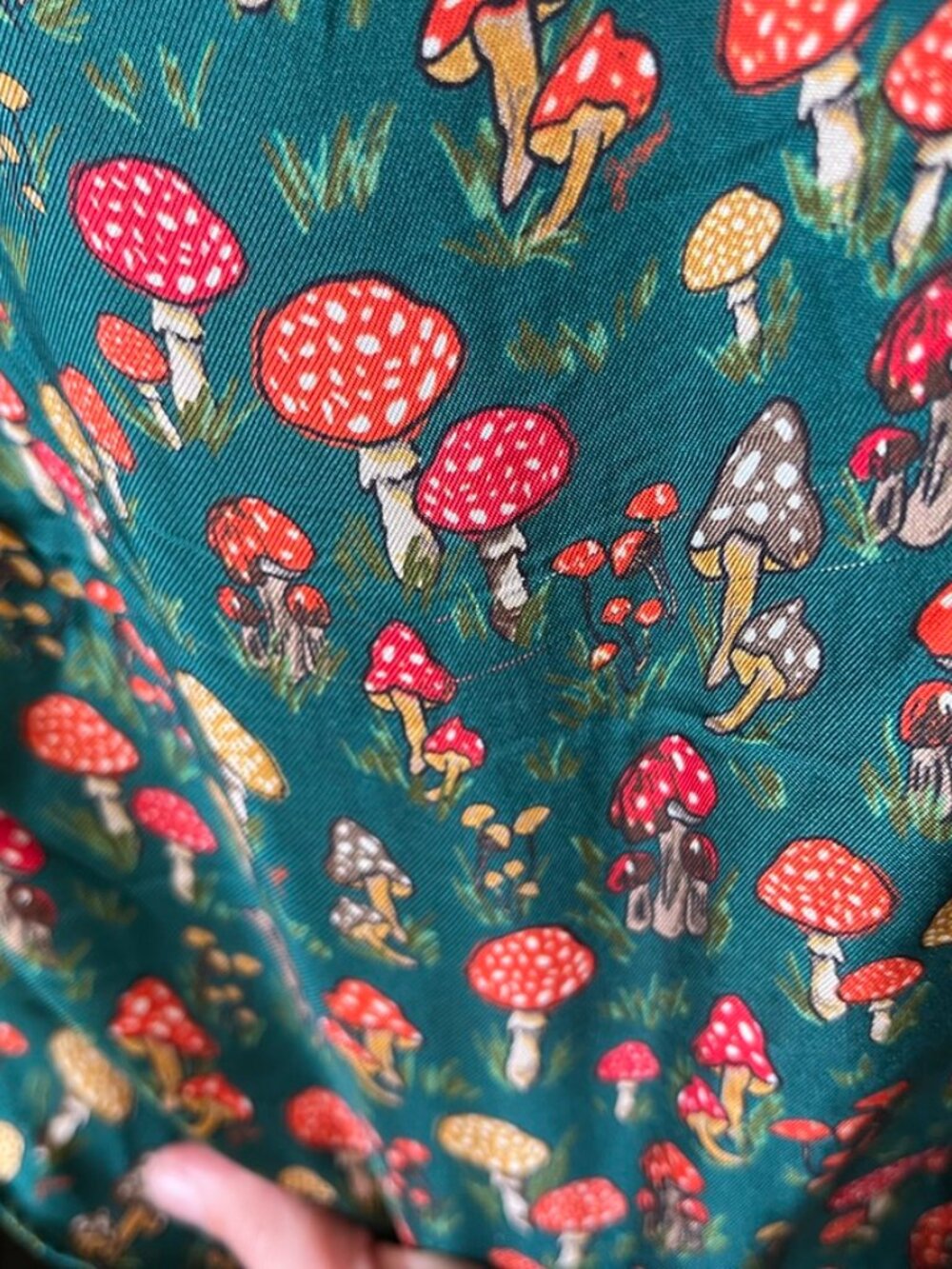 J Crew Collection 100% Silk Ruffle Collar Mushroom Print Blouse Large GUC - Picture 7 of 9